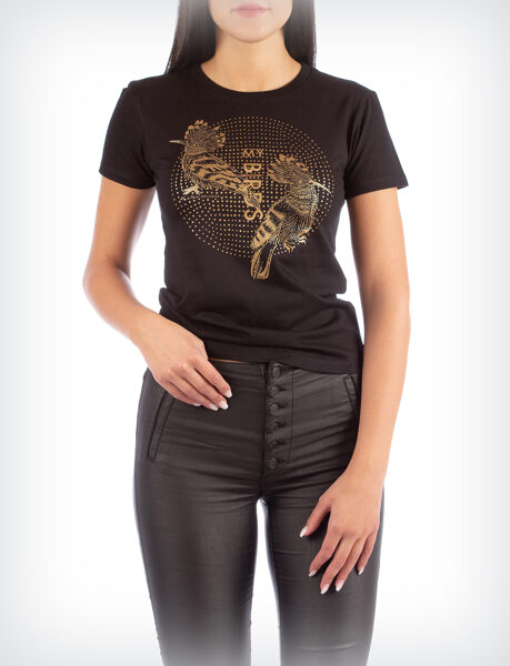 Melns T krekls vai krekls ar garām piedurknēm • Zeltainie pupuķi