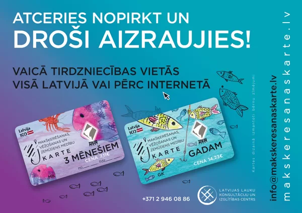 Makšķerēšanas, vēžošanas un zemūdens medību karte / reklāma